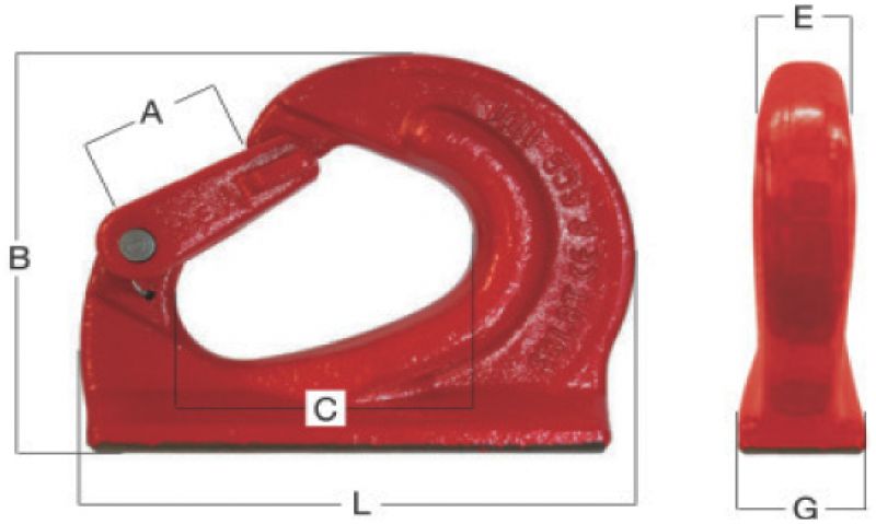 Anschweißhaken GK8 1120 Kg – Baggerhaken, Lasthaken, Güteklasse 8, Pulverbeschichtet Rot, CE-geprüft